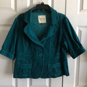 Sonoma XL teal corduroy short sleeve jacket